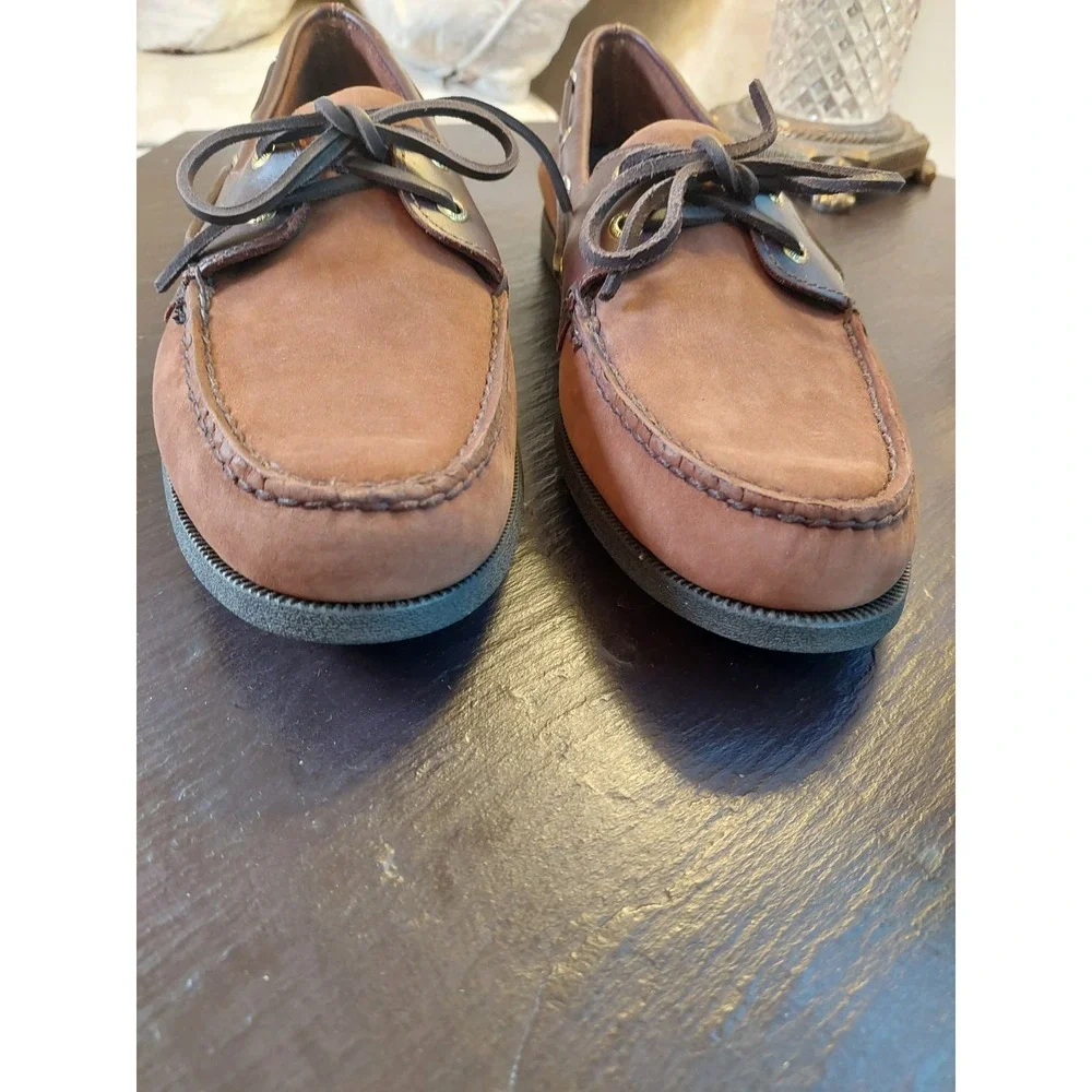 Sperry Mens Top Sider AO 2-Eye Moc Toe Boat Deck Shoes Brown Nubuck Sz 11.5 NEW!